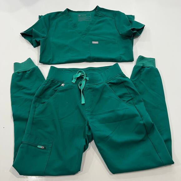 Figs Pants - Figs Scrub Set in Emerald Green Hunter Green XXS Catarina Top Zamora Joggers Set